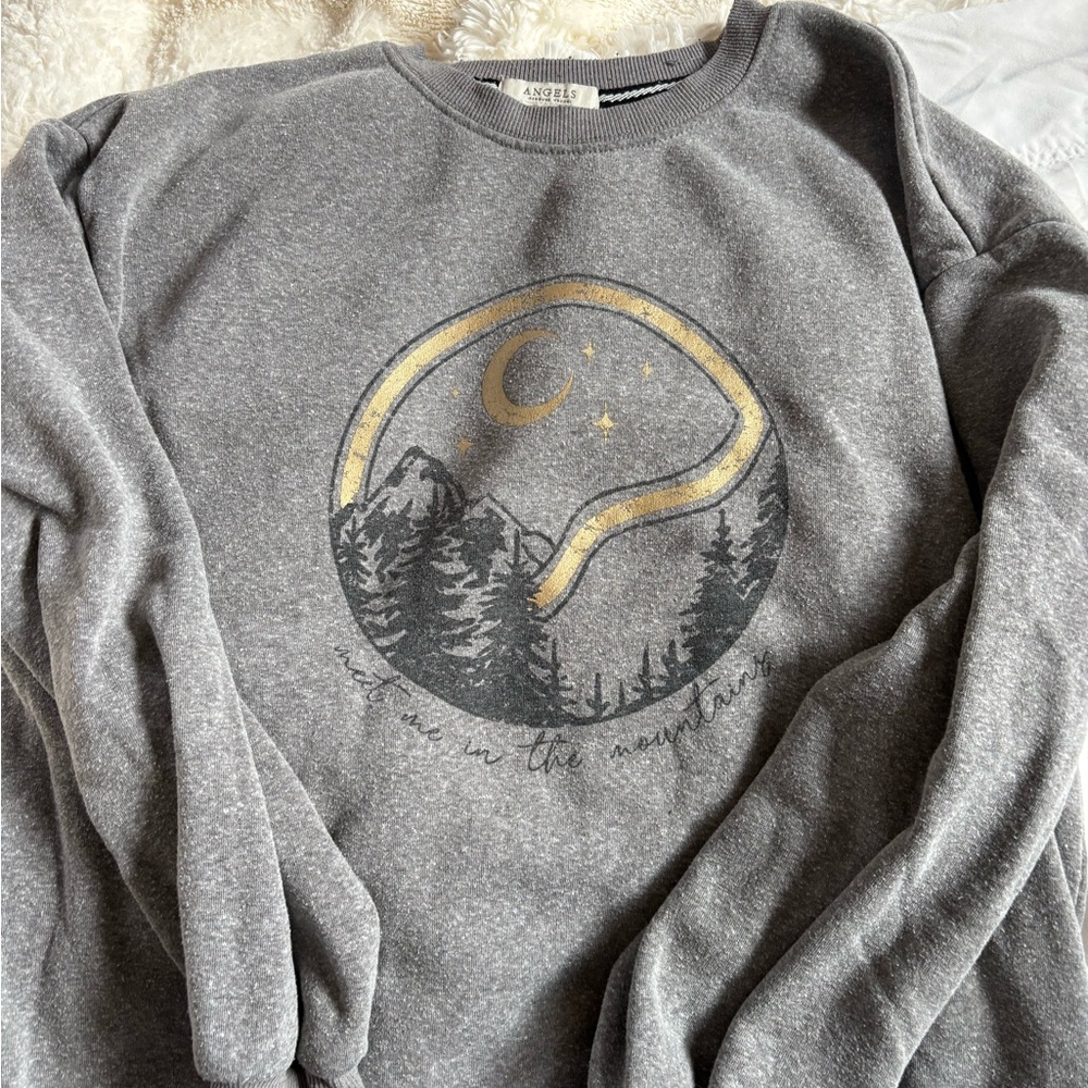 Angels Gray Sweater with Mountain Design